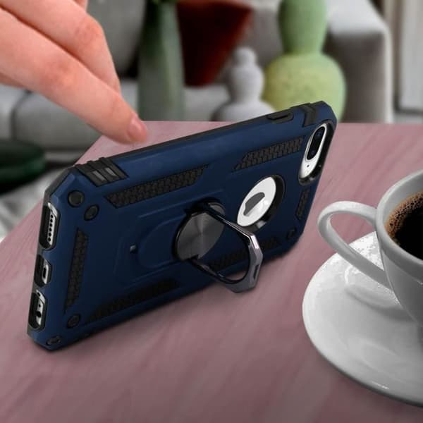 Coque - AVIZAR - iPhone 6/6S/7/8 Plus - Hybride - Ring Support - Blå Nat Midnattsblå