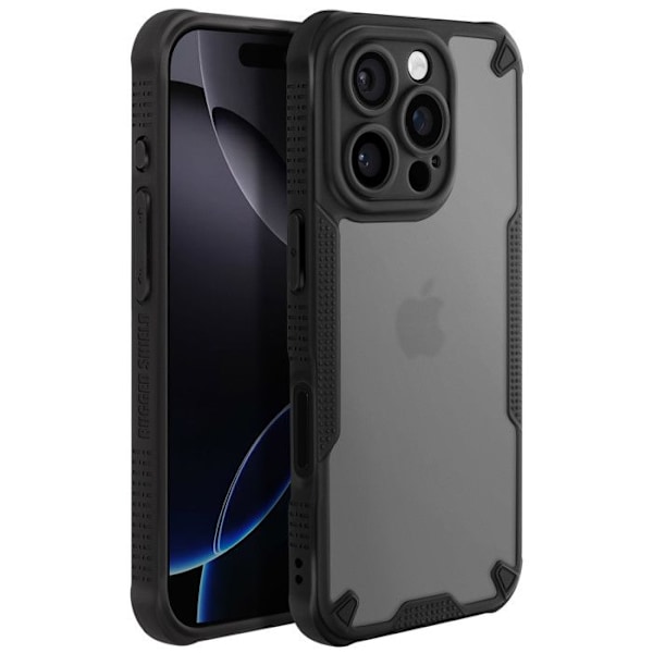 Stötsäker Coque för iPhone 16 Pro Förstärkta Hörn Matt Antikrack Svart Svart