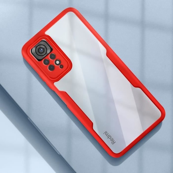 AVIZAR 360° skyddsfodral för Redmi Note 11 och 11s - Hård baksida och mjuk framsida - Röd Röd