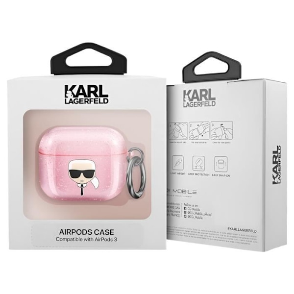 Coque til AirPods 3 Stødabsorberende Glitter Karl Lagerfeld Rosa Rosa