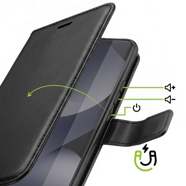 Pungetui til Redmi Note 15 5G / 4G med håndledsrem og standfunktion Mayaxess Sort Svart