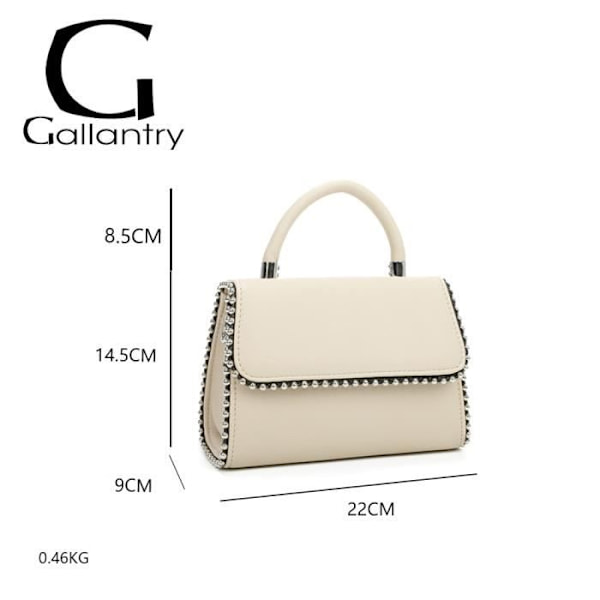 Elegancy studded galantry håndtaske - Beige - Kornet udseende - Magnetisk lukning Beige