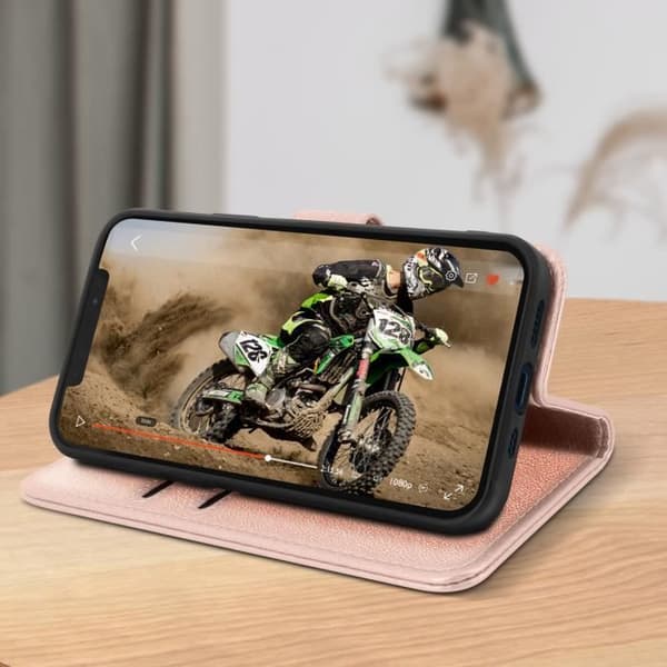 Fodral - AVIZAR - iPhone 12 Pro Max - Skydd - Kortfack - Videostöd Roséguld