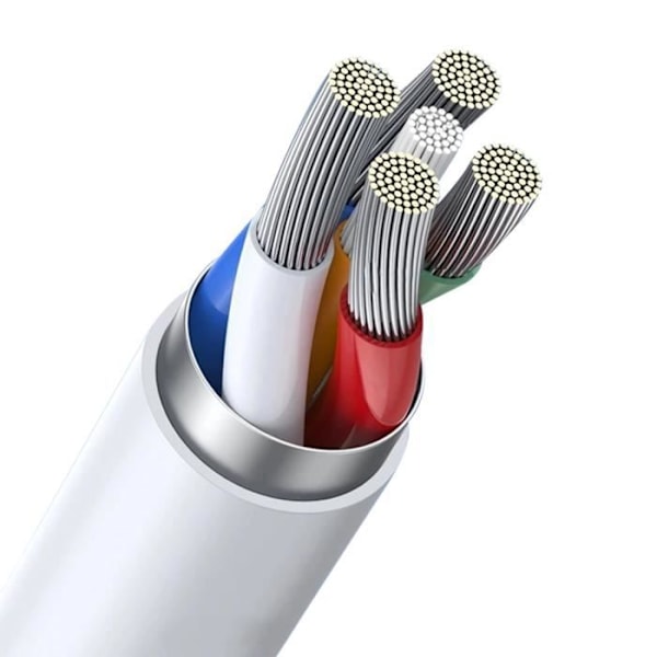3 i 1 USB til Micro-USB iPhone Lightning USB Type C-kabel 5A LinQ Hvid