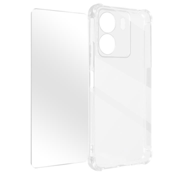 Etui til Xiaomi Redmi 13C stødsikker + 9H hærdet glas gennemsigtig Transparent