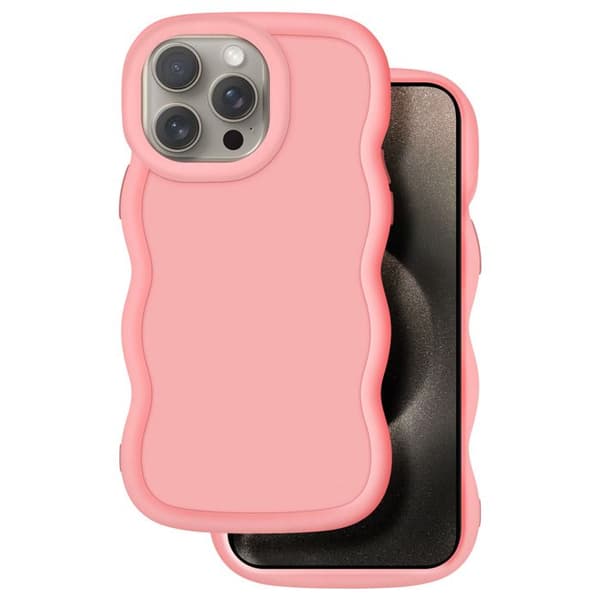 Coque för iPhone 15 Pro Silikon Stötabsorberande serie Candy Rose Rosa
