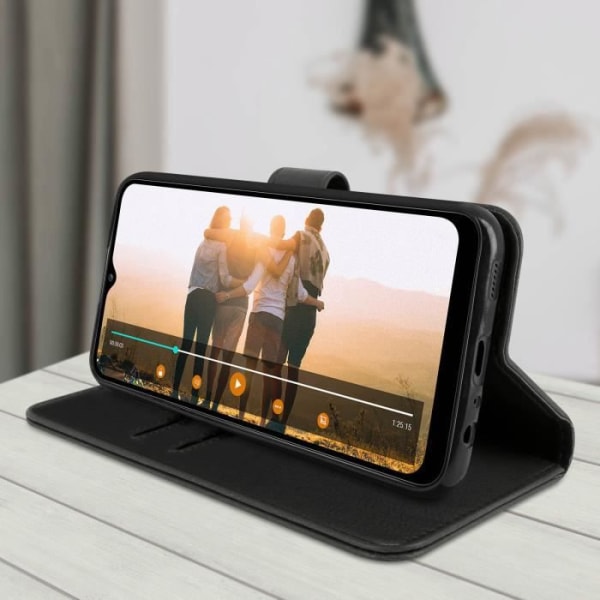 Cover til Samsung Galaxy A03S - AVIZAR - Pung og Video Støtte - Sort Svart