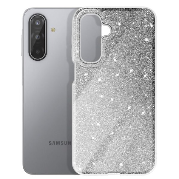 Cover - ADVARSEL - Galaxy A17 - Bi-Materiale - Glitrende Sølv - Elegant Beskyttelse Grå