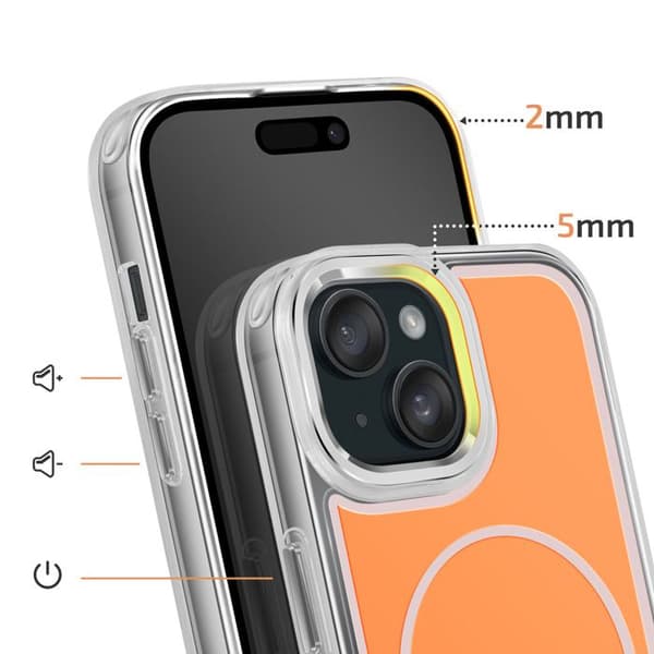 MagSafe-cover til Apple iPhone 15 Ultra Forstærket Bi-materiale Beskyttelse Orange Apelsin