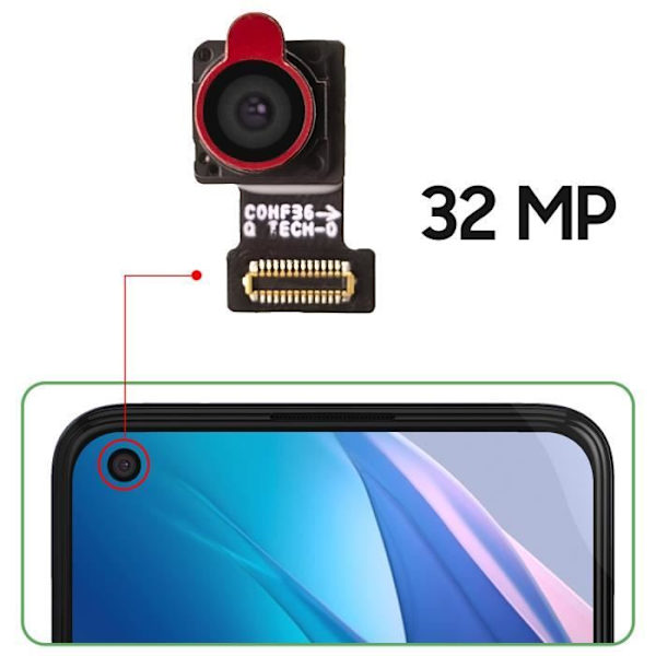 Frontkamera Reservedel til Oppo Find X3 Lite 32MP Selfie Sensor Sort