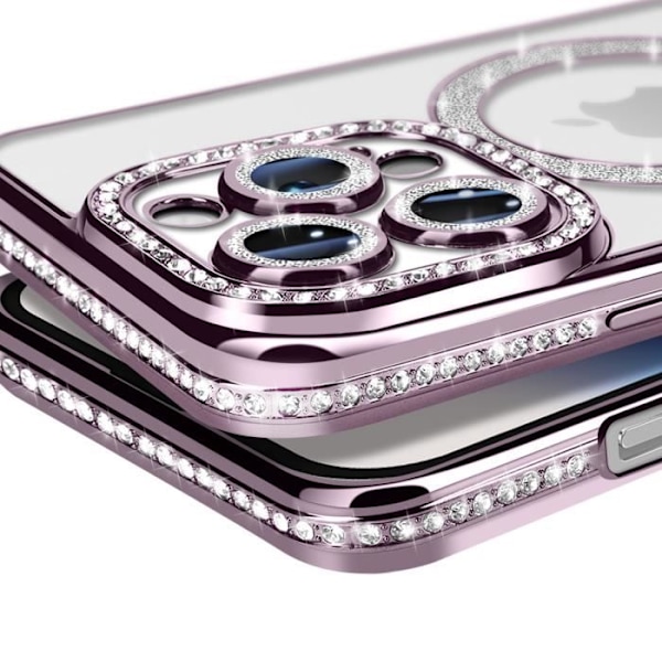 Coque Diamant för iPhone 14 Pro MagSafe Kontur Strass Lila Lila