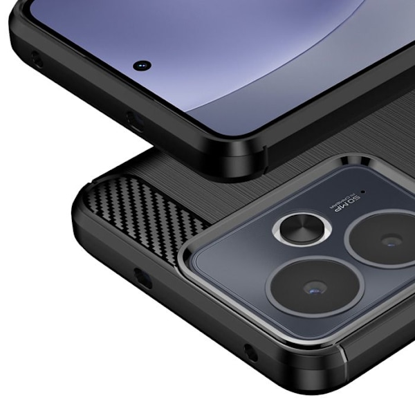 Coque pour Realme 14T Silicone Design Carbone Brossé Noir