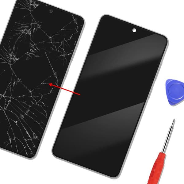 Korvaava AMOLED-kokoruutu Galaxy S25 Edgelle hopeakehyksellä Grå