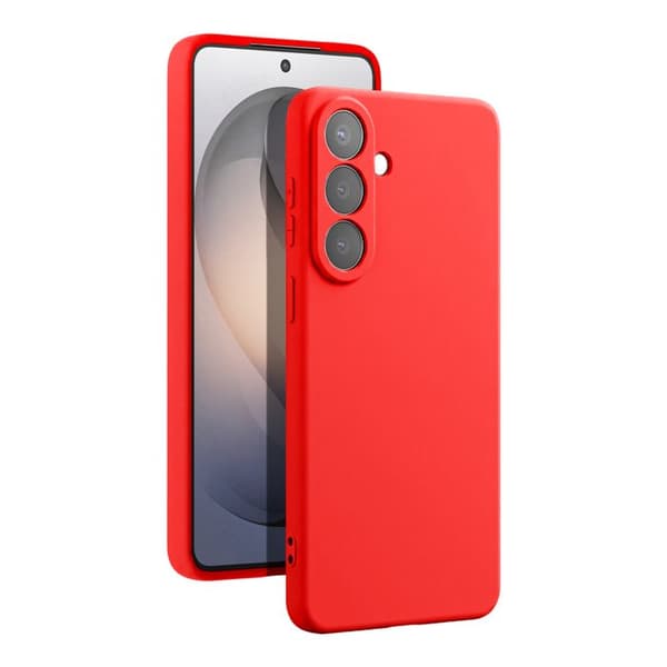 Silicone Soft-Touch-fodral för Galaxy S26 med röd mikrofiberfoder Röd