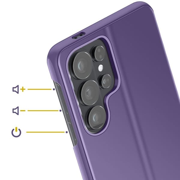 Skyddsfodral för Galaxy S26 Ultra Clear View med Videostöd Mörklila Violett