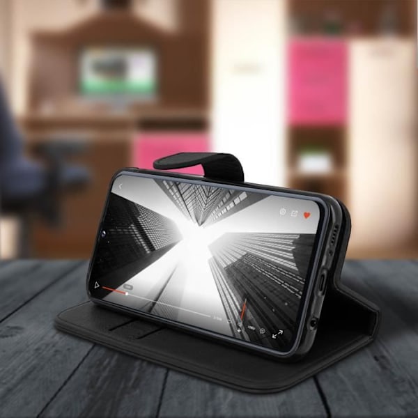 Hölster för Samsung Galaxy A40 - AVIZAR - Plånboksfodral - Silikon Gel - Videostöd - Magnetisk Svart