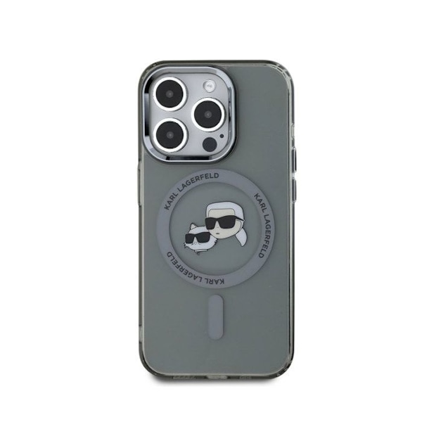 Coque til iPhone 15 Pro Max trykt IML K og CH kompatibel med MagSafe Karl Lagerfeld sort transparent Svart