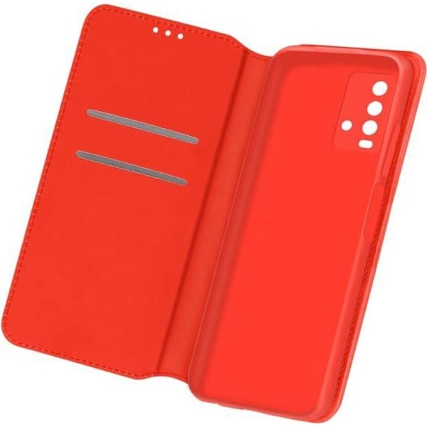Housse - AVIZAR - Xiaomi Redmi 9T - Øko-læder - Rød - Støttefunktion Röd
