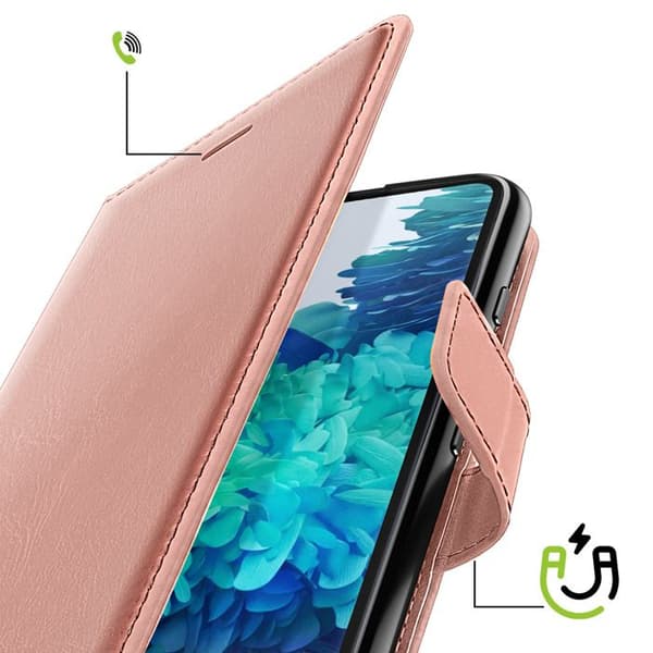 Pungetui til Samsung Galaxy S20 FE med håndledsrem og videostøtte Mayaxess Rose gold Roséguld