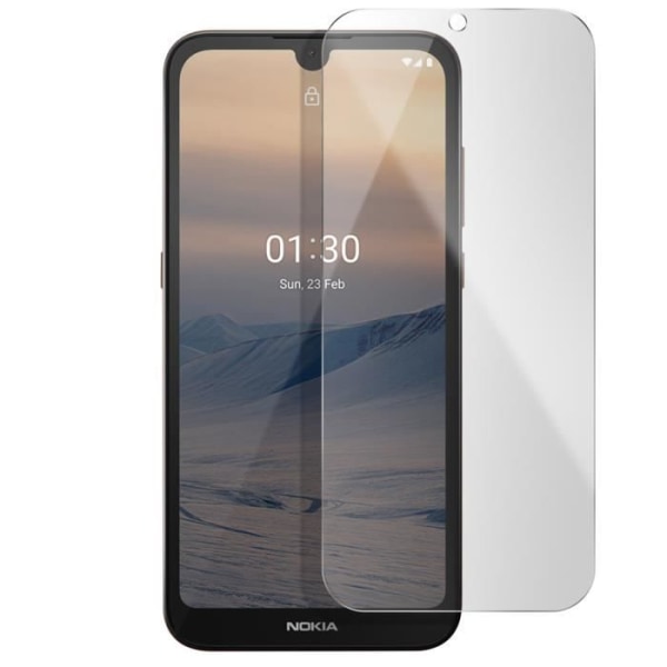 Film Nokia 1.3 härdat glas 9H Stötsäker fasade kanter Antispår Transparent Vit