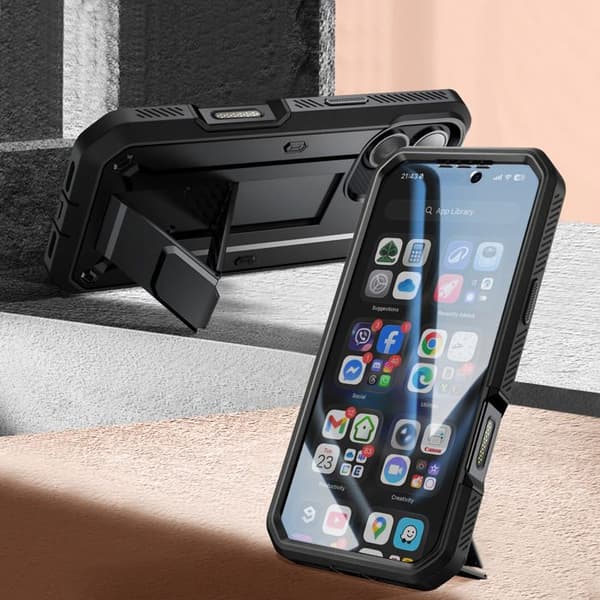 Helskalsbeskyttelse - SUPCASE - iPhone 17 - Fuld beskyttelse - Praktisk støtte - Sort Svart