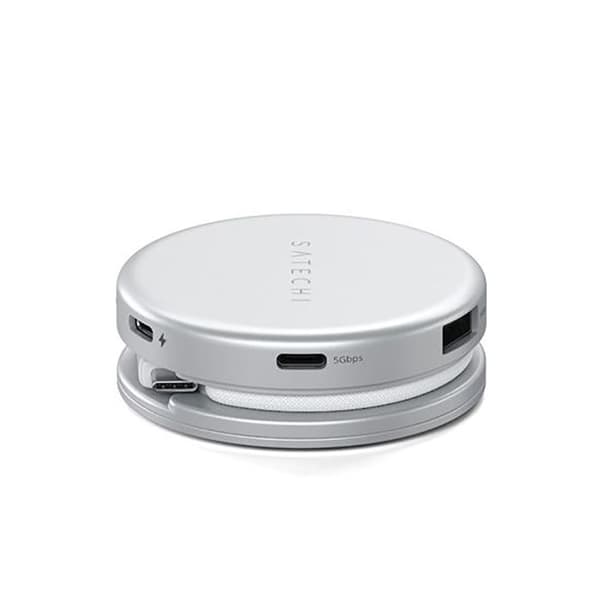 USB-C Hub 5-i-1 - SATECHI - OntheGo - HDMI 4K - 2×USB-C (PD) - USB-A + SD-kortlæser - Sølv