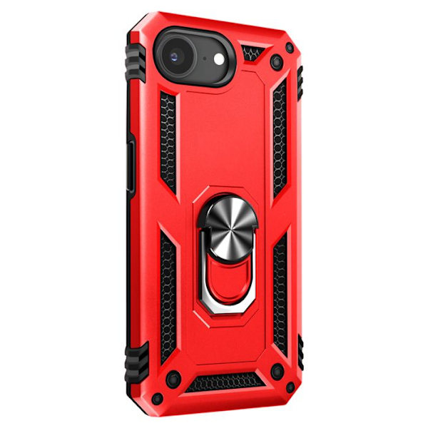 Coque för iPhone 16e Hybride Ring Stöd Magnetisk Röd Röd