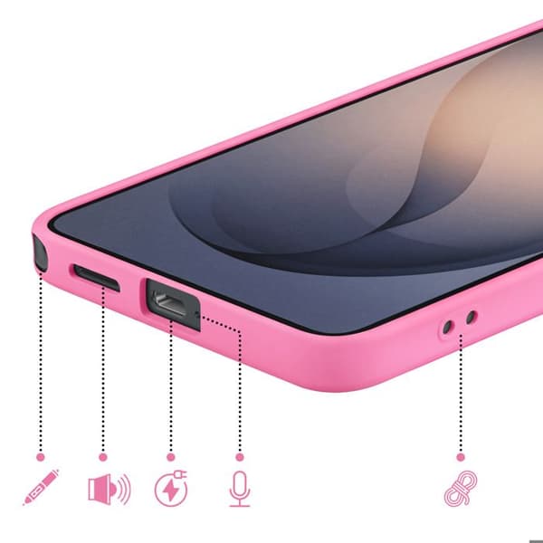 Silicone Soft-Touch Cover til Galaxy S26 Ultra med Fuchsia Mikrofiberforing Ros