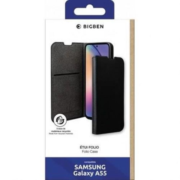 Etui til Samsung Galaxy A55 - BIGBEN CONNECTED - Folio Wallet - Sort - Kortholder og Video Støtte Svart