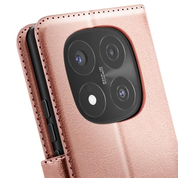 Plånboksetui - Mayaxess - Redmi Note 14 Pro/Pro Plus - Ekoleder - Avtagbar rem - Videostöd Rosa