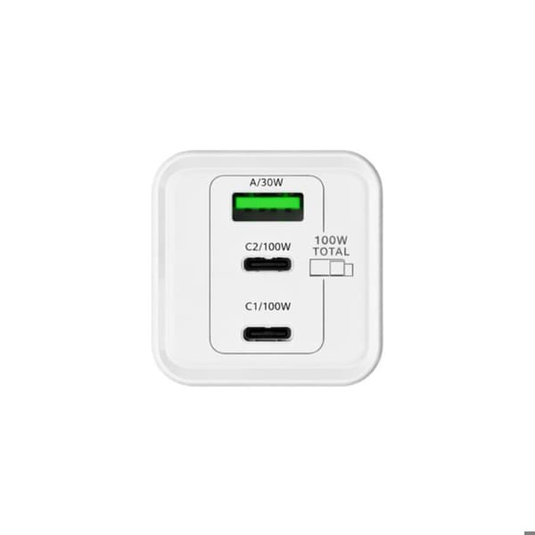 GaN 5A 100W Max Vægoplader med 2 USB-C og USB-A Kompatibel PD-PPS Jaym Hvid Vit