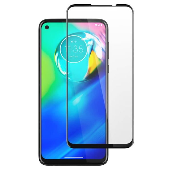Hærdet glasfilm til Motorola Moto G8 Power - AVIZAR - Fuld vedhæftning - Sort kontur Svart