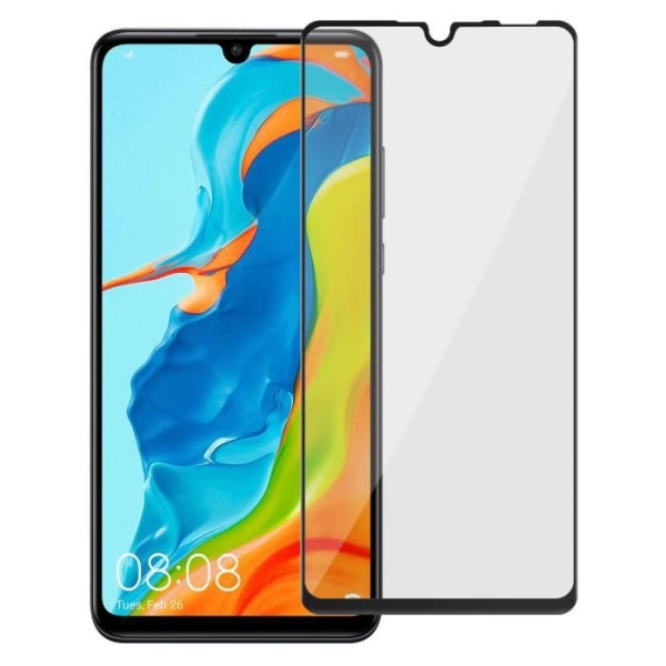 Huawei P30 Lite Skærmfilm Hærdet Glas 9H Faset 3D Transparent Sort Contour Sort