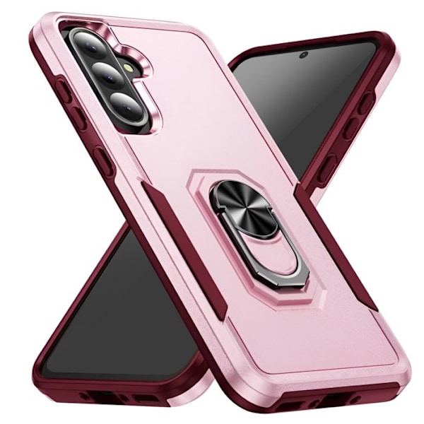 Stötresistent skal för Samsung Galaxy A56 med ringstöd i rosa Rosa