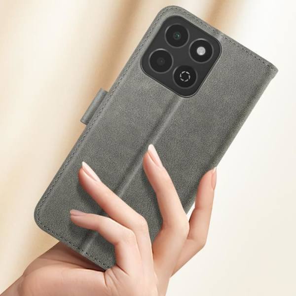 Fodral till Honor 200 Smart - AVIZAR - Chesterfield - Support för plånbok och video - Grå Grå