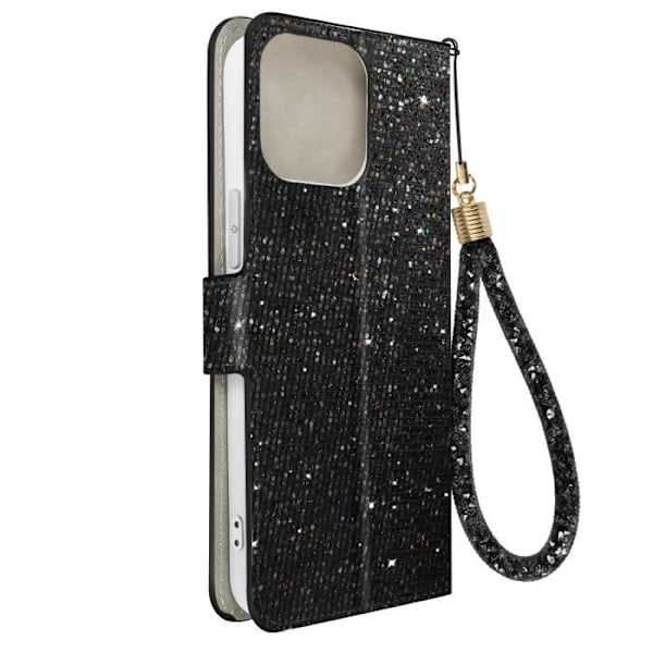 Fodral för iPhone 15 Pro Max Glitter Disco Wallet Video Support - AVIZAR - Svart - Hård - Smidig - Unisex Svart