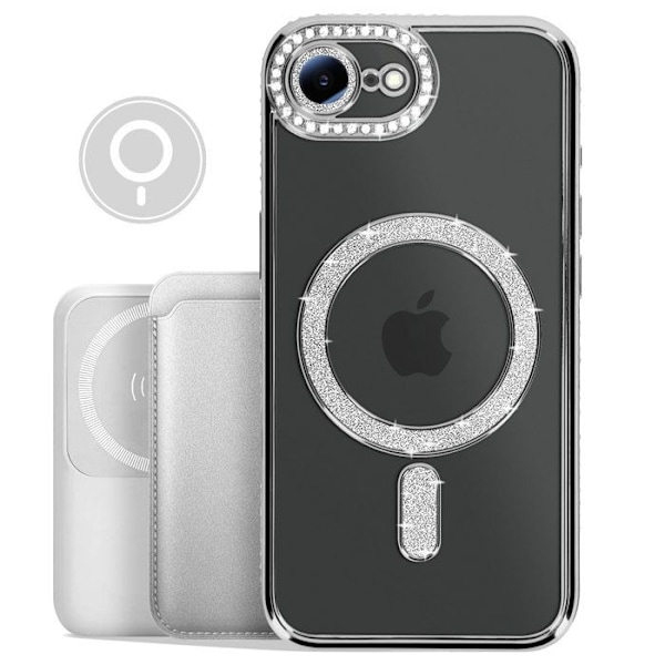 Coque Diamant pour iPhone 16e MagSafe Contour Strass Argent Grå