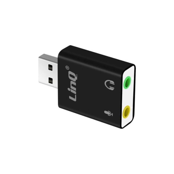 Eksternt lydkort USB 2.0 / 3.5mm Jack Audio Mikrofon Surround 7.1 LinQ Sort