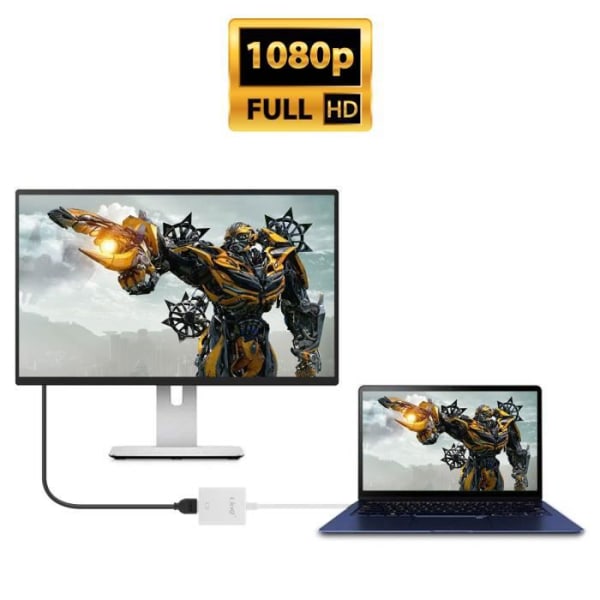 Videoadapter - LinQ - USB 3.0 till HDMI Hon - Full HD 1920x1080 - Färg Silver - 24g Pengar