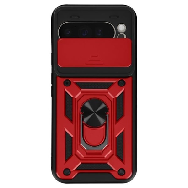 Coque til Google Pixel 9 Pro XL med ring, kamera skjul og glidefunktion Mayaxess Rød Röd