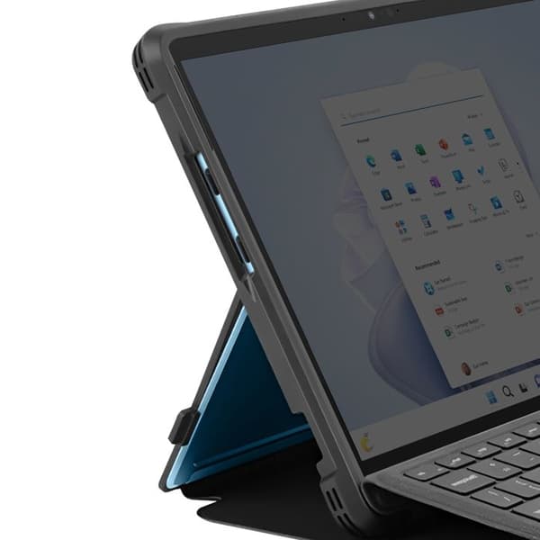 Fodral för Microsoft Surface Pro 11 och 9 - Stötsäker - Justerbart Stöd - Svart Konstläder Svart