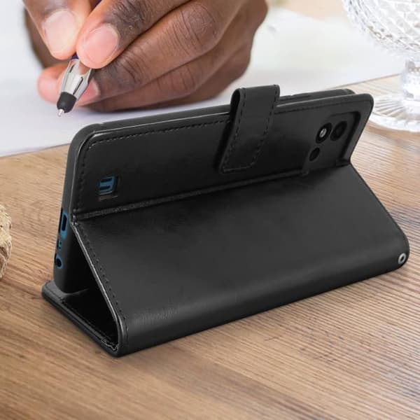 Realme C11 2021 pungetui - AVIZAR - 360° videounderstøttelse - Magnetisk lukning - Sort Svart