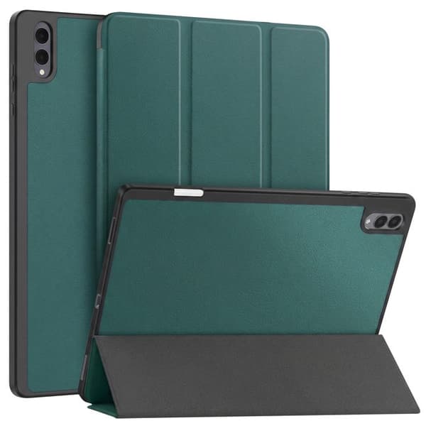 Samsung Galaxy Tab S12 Plus -kotelo, jossa on tuki ja kynätasku, kuusenvihreä Grön