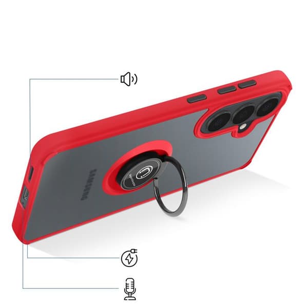 Translucent Magnetisk Cover med 360° Rotationsring til Galaxy S26 Rød Röd