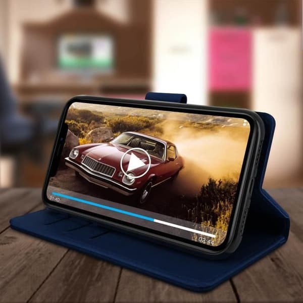Folio etui - AVIZAR - iPhone 11 - Hel etui - Silikonegummi - Video støtte Midnattsblå
