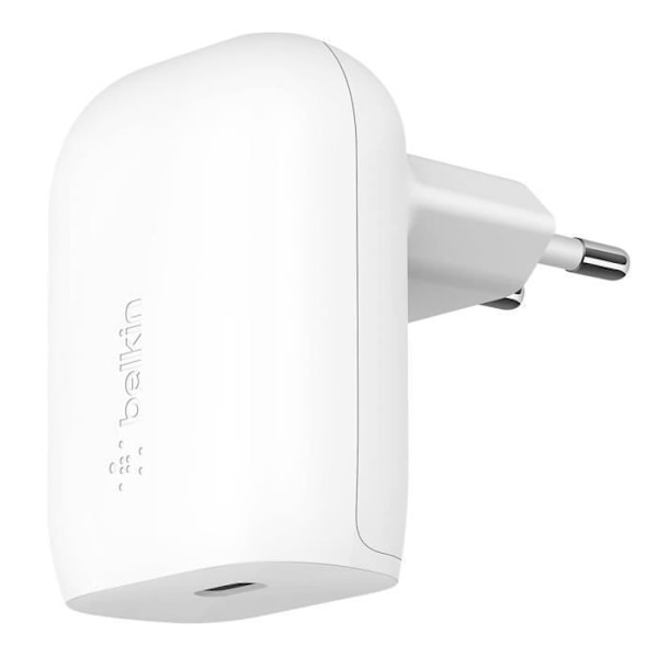 Belkin USB C 30W Strömadapter Power Delivery PPS Platt och Kompakt Vit Vit