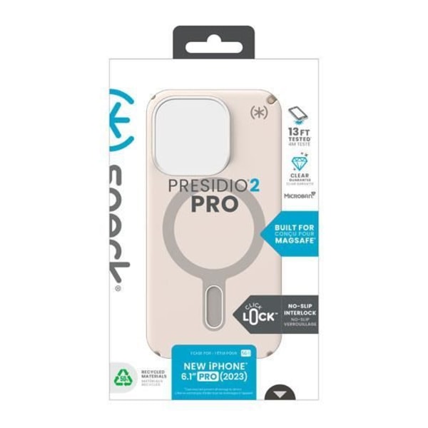 Speck Presidio2 Pro Click-Lock Cover til iPhone 15 Pro Beige/Guld