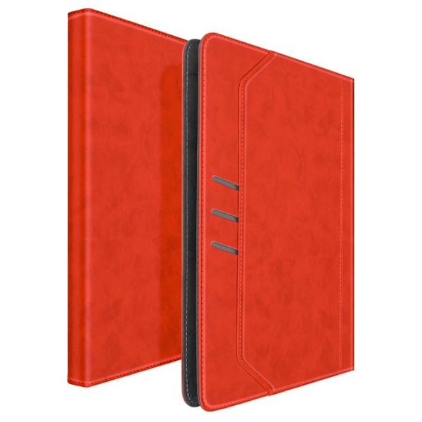 Retro etui til 10 tommer tablet, justerbar støtte og kortholder i rød.