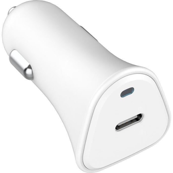 JUST GREEN - Dobbelt biloplader - Genanvendelig - USB-C PD - 25W - Strømforsyning - Hvid