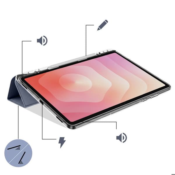 Fodral för Galaxy Tab S11 med modulär stödfunktion Origami-design Grå lavendel Grå
